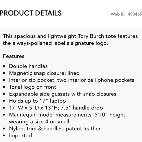 Tory Burch Ella Black Patent Leather and Large  Nylon Tote Bag - Picture 8 of 8